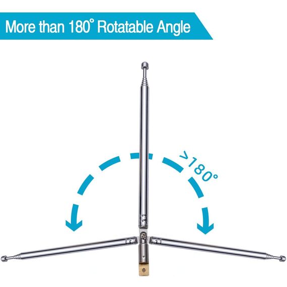 moinkerin 2 Stücke Radio Antenne 103.5cm Teleskopantenne Edelstahl AM FM Radio für TV-Radio DAB FM/AM-Stereoempfang