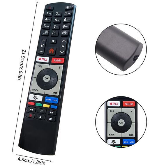 FOXRMT Ersatz RC4318P/RC4318 Fernbedienung für Telefunken Finlux Vestel Edenwood 4K Ultra HD TVs mit YouTube Netflix Tasten - Keine Einrichtung erforderlich