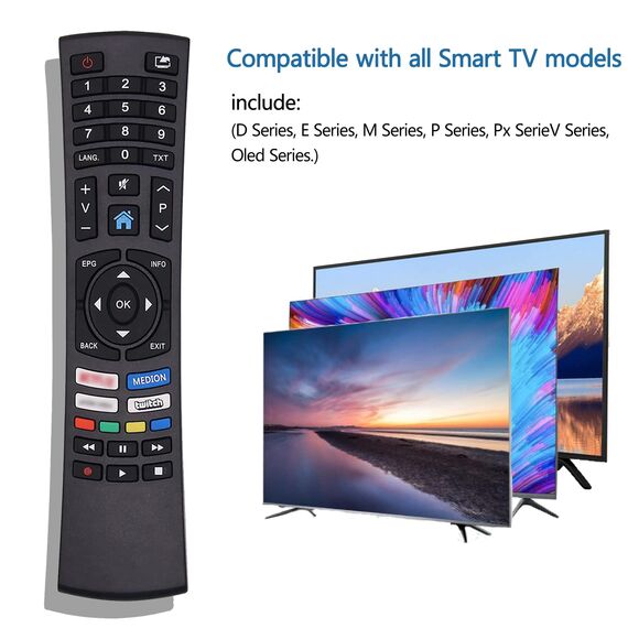 Ersatz Medion Fernbedienung für Medion TV RC1822 40069104,Universalfernbedienung für Medon Ultra HD Smart TVs mit Netflix Prim Vido Tasten