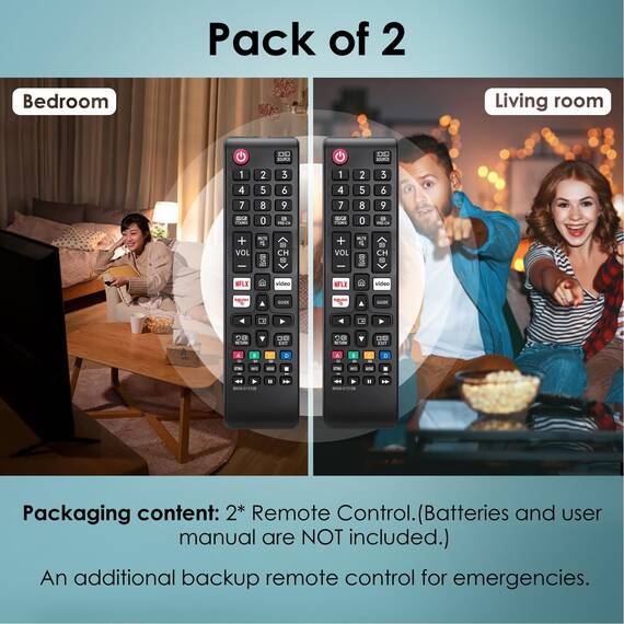 Fernseher Fernbedienung für Samsung Smart TV (2 Stück) - Universal für Samsung OLED/4K UHD/LED/LCD TVs
