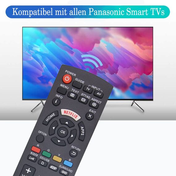 Ersatz Universal Fernbedienung für Panasonic TV Smart TV - Panasonic Original Fernbedienung HDTV LCD LED Smart TV Mit Netflix/My APP/Viera Link