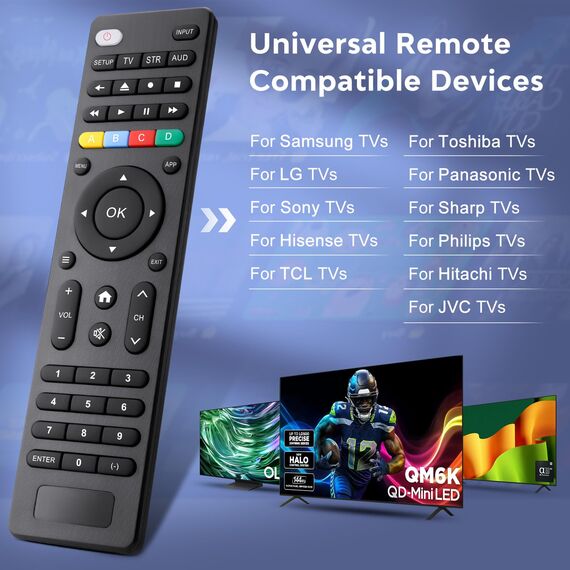 Universalfernbedienung,Nur für Samsung, LG, Sony, Hisense, TCL, Toshiba, Panasonic, Sharp, Philips TV