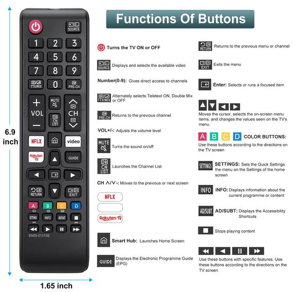 Fernseher Fernbedienung für Samsung Smart TV (2 Stück) - Universal für Samsung OLED/4K UHD/LED/LCD TVs