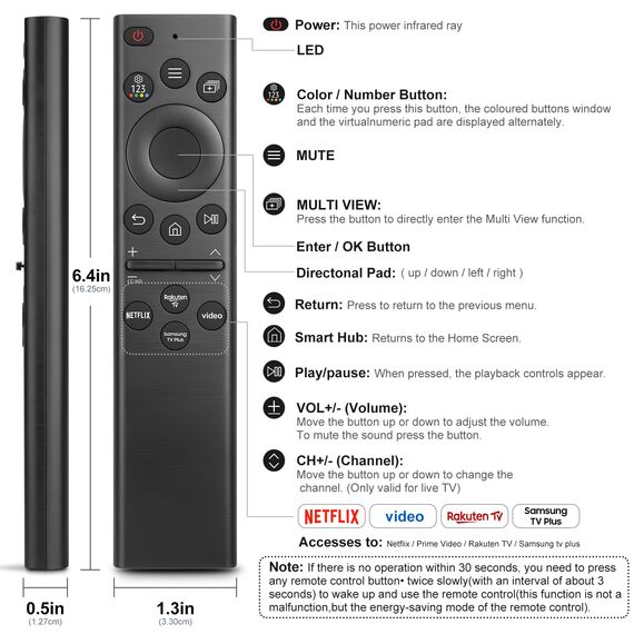 2er-Pack, für Samsung-Fernbedienung-Smart-TV, Universal für Samsung Fernseher Original, Ersatz Fernbedienung solar QLED