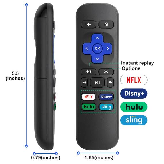 RC280 RC282 Ersatz für TCL-Roku-TV-Fernbedienung, für TCL Smart 4K LED TV Mit Tasten für Netflix, Disney, Hulu und Roku Channel