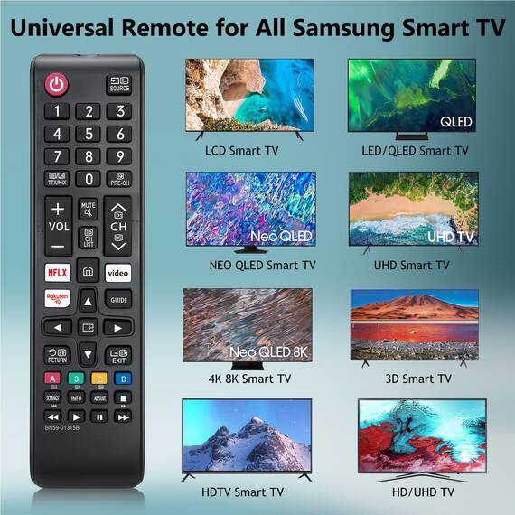 Fernseher Fernbedienung für Samsung Smart TV (2 Stück) - Universal für Samsung OLED/4K UHD/LED/LCD TVs