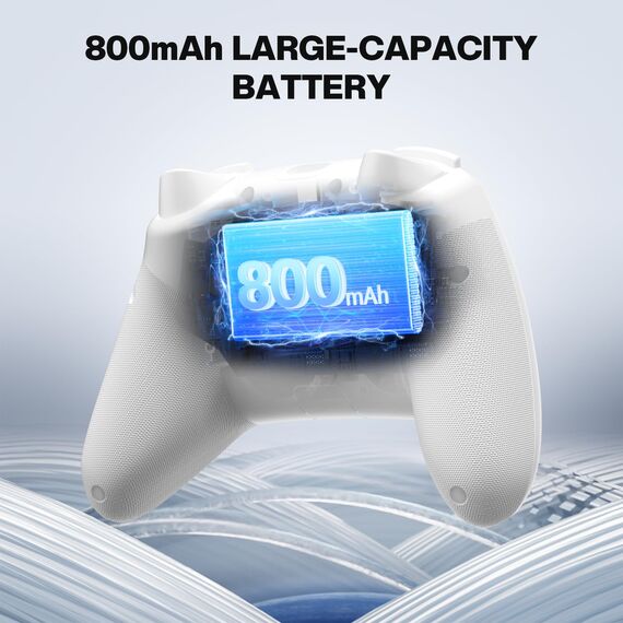 ECHTPower PC Wireless Controller, 1000Hz Gaming-Controller mit RGB/Hall-Joystick/Turbo/Vibration/800mAh Wiederaufladbare Batterie, Wireless-Controller für PC/Switch 2/Switch/Steam Weiß