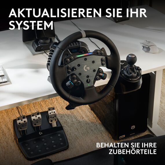 Logitech G RS50 System mit RS QR Racing Adapter: 4-teiliges Rennsimulations-Setup – RS50 Wheel Base 8 Nm Direct Drive, RS Wheel Hub, RS Round Wheel 28 cm und Racing Adapter – für PS5/PS4/PC