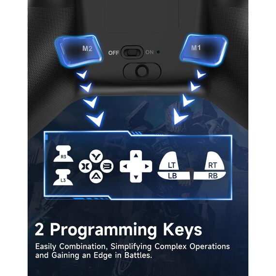 EasySMX X15 PC Controller Wireless mit 7 RGB Licht, Gaming Controller mit Hall Joystick & Trigger, Bluetooth Kompatibel mit PC/Switch/Handy/Tablet - Schwarz