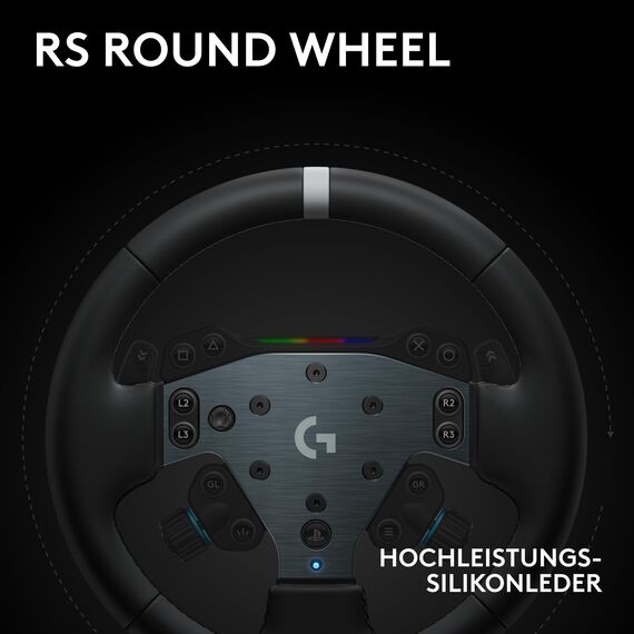 Logitech G RS50 System, 3-teiliges Sim-Racing-Lenkrad-Setup – RS50-Radbasis mit 8 Nm Direktantrieb, RS Wheel Hub mit 13 Tasten und RS-Rundrad 28 cm – Für PS5/PS4/PC - Schwarz