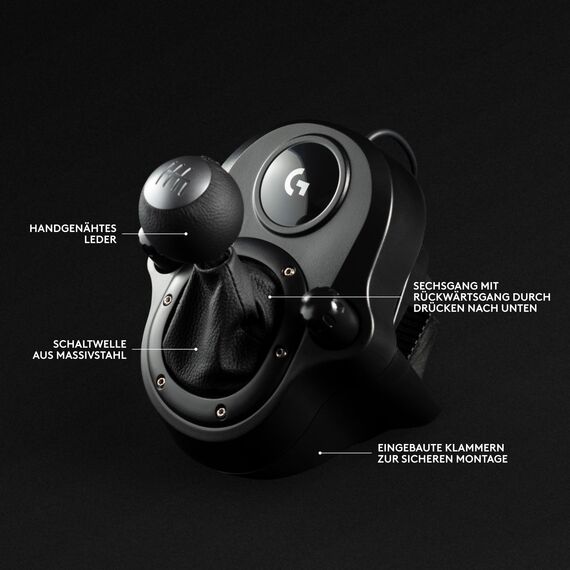 Logitech G G923 Racing Wheel und Pedale, TRUEFORCE Force Feedback + Logitech G Driving Force Schalthebel – Echtleder, für PS5, PS4, PC, Mac – Schwarz