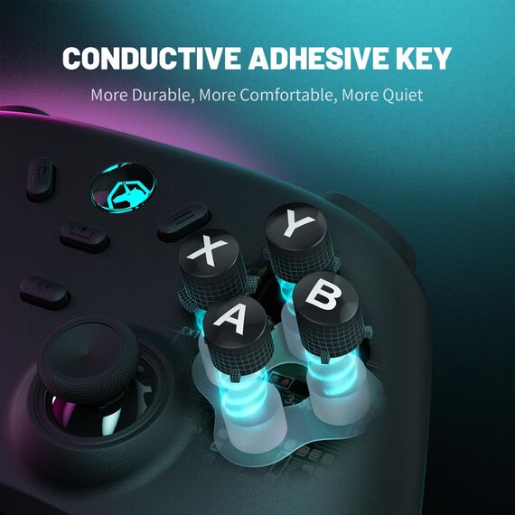 ECHTPower PC Wireless Controller, 1000Hz Gaming-Controller mit RGB/Hall-Joystick/Turbo/Vibration/800mAh Wiederaufladbare Batterie, Wireless-Controller für PC/Switch 2/Switch/Steam Deck/Android/iOS/TV
