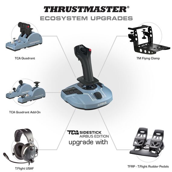 Thrustmaster TCA Sidestick Airbus Edition: Offiziell lizenzierter Flugsimulator-Joystick für Windows – H.E.A.R.T-Präzisionssensoren – Austauschbare Tastenköpfe & integrierter Schubhebel