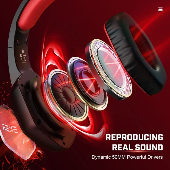 EKSA PC Headset mit Mikrofon, Gamer Headset Rot für PS5, 7.1 Surround Sound, RGB Kopfhörer mit Kabel, Noise Canceling Mic Kabelgebunden,Over Ear für Esports, PC, PS4/PS5 Console Laptop, Mehr Geräte
