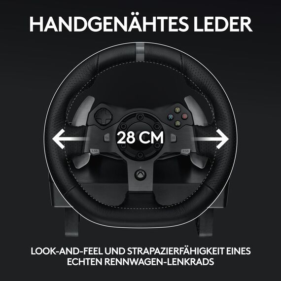 Logitech G920 Driving Force Gaming Rennlenkrad, Zweimotoriges Force Feedback, 900° Lenkbereich, Racing Leder-Lenkrad, Verstellbare Edelstahl Bodenpedale, für Xbox Series X|S, Xbox One, PC - Schwarz