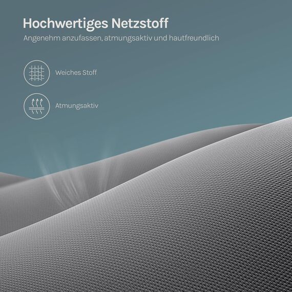 WOLTU Gaming Stuhl Stoff mit Bequemlichkeit Federunterlage, Kühl im Sommer, Gamer Chair Sessel Hohe Belastbarkeit ergonomischer mit Kopfkissen, Lendenkissen, Fußstütze, Netzstoff, Grau