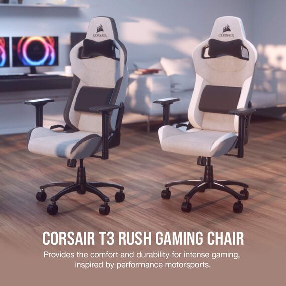 Corsair T3 Rush Gaming-Stuhl, Stoffbezug, Grau/Charcoal