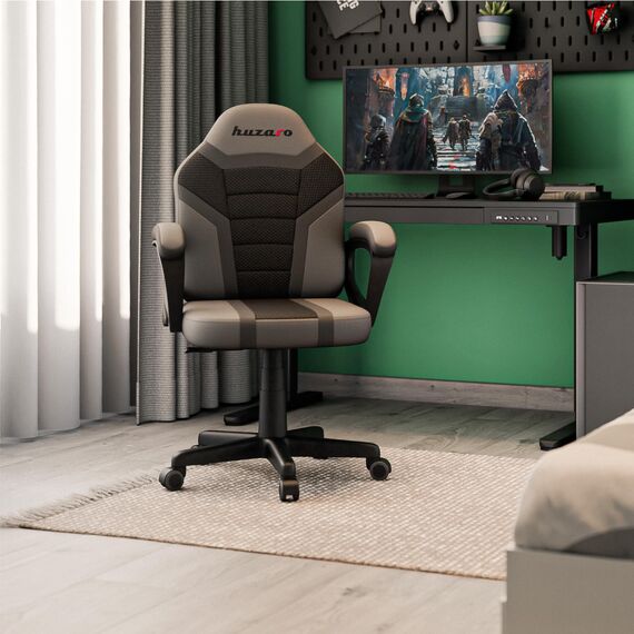 huzaro Ranger 1.0 - PC Stuhl Gaming Zocker Stuhl - Kinderschreibtischstuhl & Gaming Stuhl Kinder - Schreibtisch Höhenverstellbar Kinder, Schreibtischstuhl Jugendliche Jungen - Grau