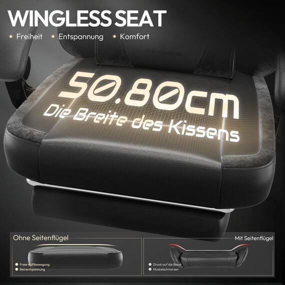 Dowinx Gaming Stuhl, Ergonomischer Gamer Stuhl aus PU-Leder mit Lendenwirbelstütze, 150 kg, Schwarz