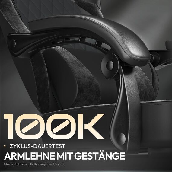 Dowinx Gaming Stuhl, Ergonomischer Gamer Stuhl aus PU-Leder mit Lendenwirbelstütze, 150 kg, Schwarz