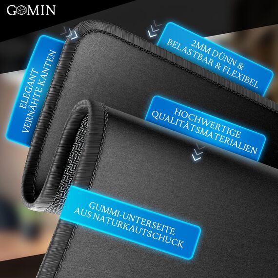 Gomin Mauspad Klein 230 x 180 mm, Gaming Mousepad rutschfest und Wasserdicht, Ohne störendes Logo verbessert Präzision und Geschwindigkeit, Mouse Pad Mini ideal für Büro, Laptop und Gaming, Schwarz