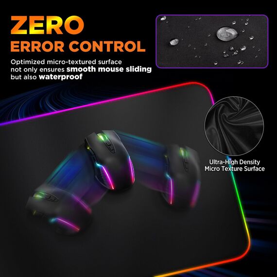 Gimars Upgrade Gaming Mauspad RGB, 15W Kabelloser Schnellladung, 800x300x5mm, Mousepad XXL mit 10 Farben LED-Licht, Groß LED Mouse Pad Gaming Zubehör mit Glatter Oberfläche, Rutschfester Gummifuß