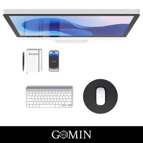 Gomin Mauspad Rund Ø 22cm, Gaming Mousepad rutschfest und Wasserdicht, Ohne störendes Logo verbessert Präzision und Geschwindigkeit, Mouse Pad Klein ideal für Büro, Laptop und Gaming, Schwarz