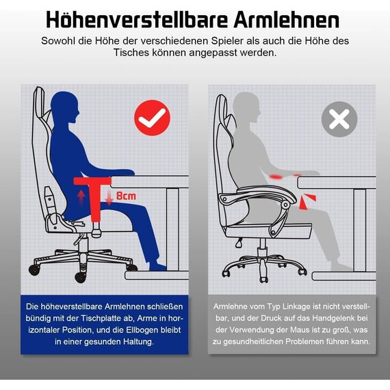 Homimaster Gaming Stuhl, Ergonomisch, Weiß, mit Lendenkissen, Kopfkissen und Armlehnen, Wippfunktion, 150 kg Belastbarkeit Weiss