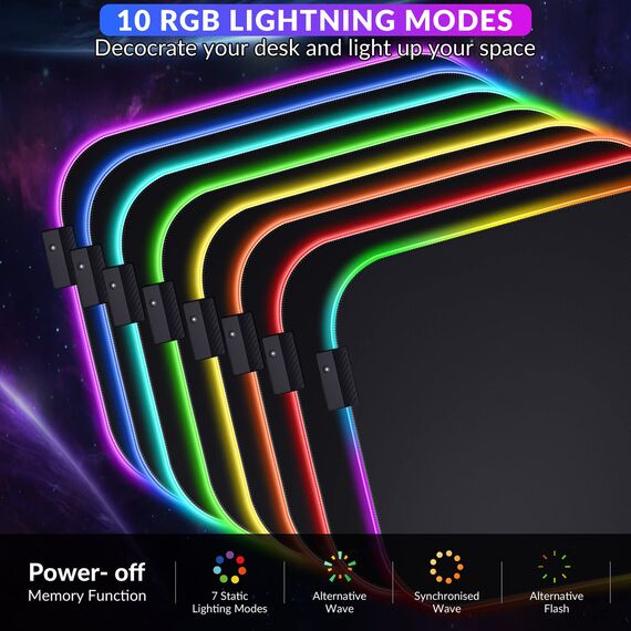 Gimars RGB Mauspad Gaming mit Handauflage, 305x254mm Großes Gelkissen Mouspad mit 10 LED-Beleuchtungsmodi, Ergonomisches Gaming Zubehör Mauspads mit rutschfestem Gummiboden für Laptop, Computer