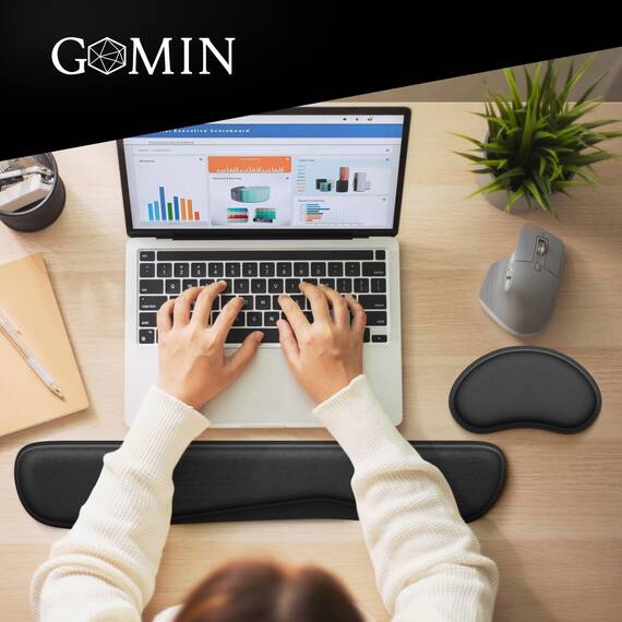 Gomin Handballenauflage für Tastatur und Maus, Ergonomisches Handgelenkstützen-Set rutschfest, Memory-Schaum Handgelenkauflage, Tastaturpad Ergonomisch und bequem für Büro und Home Office