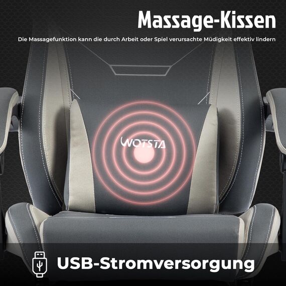 WOTSTA Gaming Stuhl Ergonomischer Gamer Stuhl Bürostuhl mit Fußstütze Racing Computerstuhl Höhenverstellbar Gepolstert Gaming Chair Blau Beige