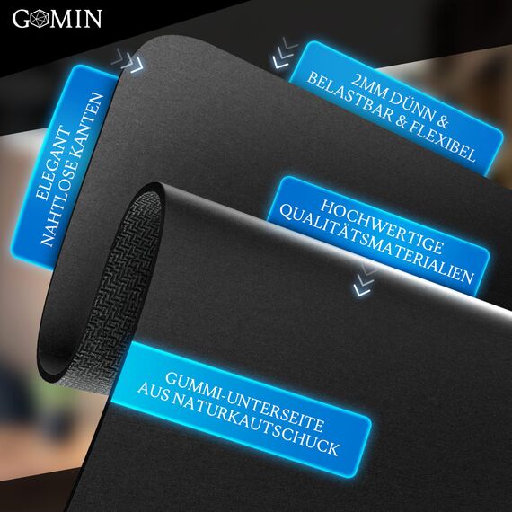 Gomin Mauspad Rund Ø 22cm, Gaming Mousepad rutschfest und Wasserdicht, Ohne störendes Logo verbessert Präzision und Geschwindigkeit, Mouse Pad Klein ideal für Büro, Laptop und Gaming, Schwarz