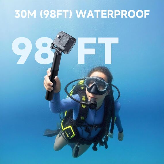 SJCAM SJ4000 Action Cam 4K30fps WiFi Unterwasserkamera,40MP Ultra HD 170°FOV mit EIS Bildstabilisierung, 30m/98ft Wasserdicht Sportkamera mit 2 Akkus, 32G SD Karte und Helmhalterung Zubehör Kits