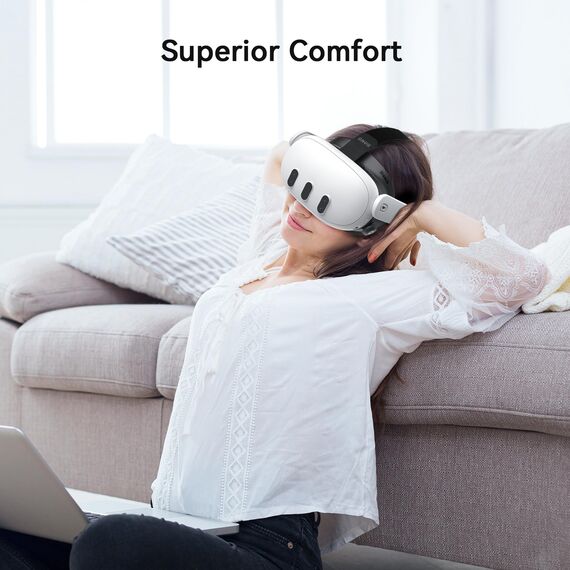 AMVR Verbessertes Comfort Face Cover Pad Facial Interface Kompatibel mit Meta/Oculus Quest 3 Zubehör, mit verstellbarem Drehknopf, mit PU Face Cushion Pad und Ice Silk Cotton