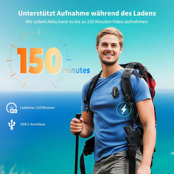 NinjaCam Action Cam 1080P WiFi, Bodycam Körperkamera Mini, 360° Action Kamera, Sportkamera Wasserdicht bis 30M, Multifunctional Accessories, Vlog Kamera, Helmkamera Motorrad, Schwarz