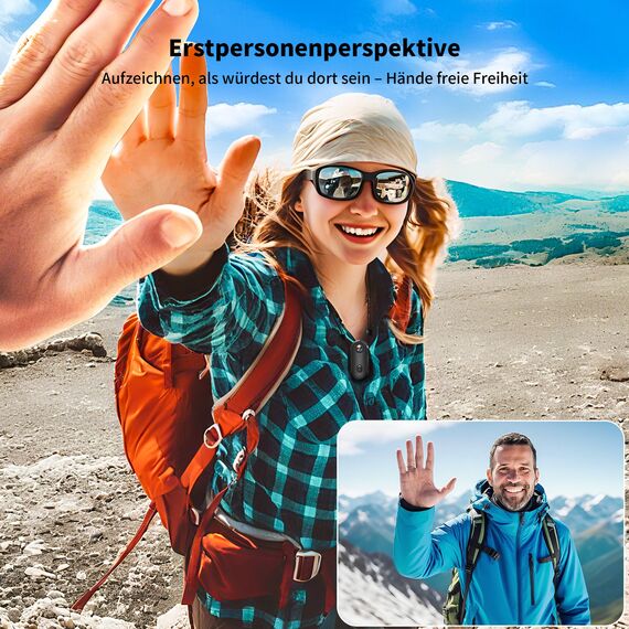 NinjaCam Action Cam 1080P WiFi, Bodycam Körperkamera Mini, 360° Action Kamera, Sportkamera Wasserdicht bis 30M, Multifunctional Accessories, Vlog Kamera, Helmkamera Motorrad, Schwarz