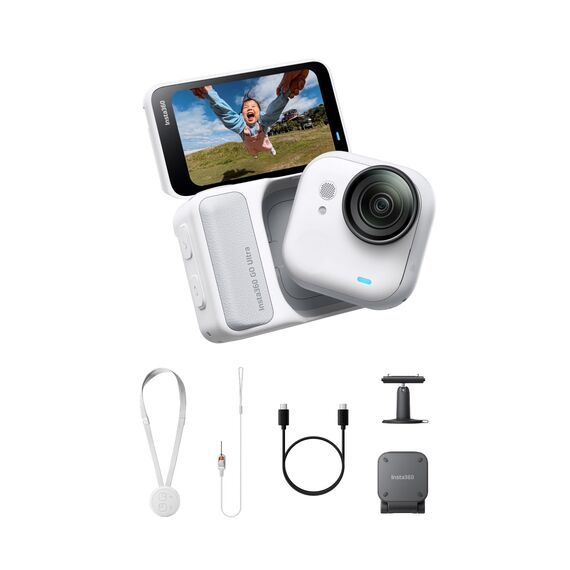 Insta360 GO Ultra Must-Have-Bundle Polarweiß- freihändige 4K Mini-Cam, leicht & mobil, top bei wenig Licht, überall anbringbar, FlowState-Stabilisierung, 10 m wasserdicht, Fahrrad- und Lauf-Cam