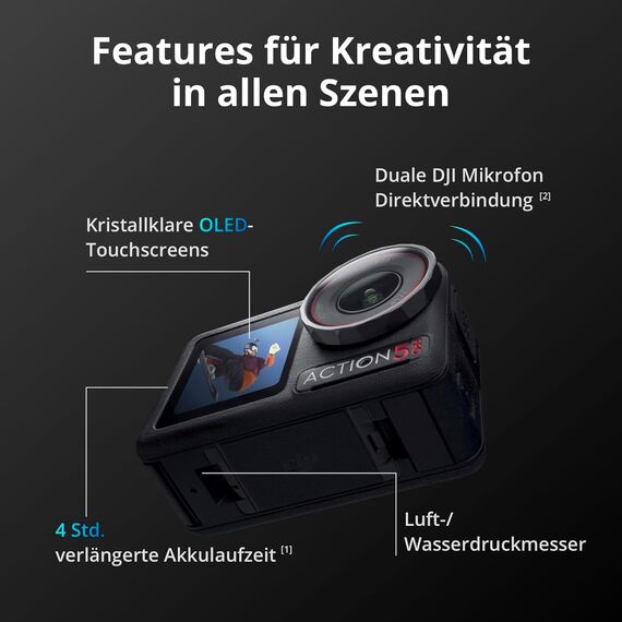 DJI Osmo Action 5 Pro Surfing Combo, Action Kamera 4K mit Surfingsicherung Kit, 4K/120fps Videos, Ideal für Surfer, Zwei OLED-Touchscreens, Stabilisierung, wasserdichte Action Kamera für Sport