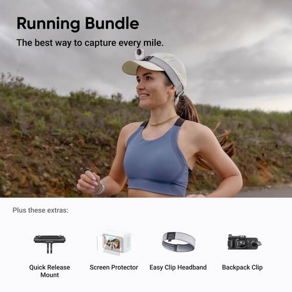 Insta360 GO Ultra Lauf-Bundle Polarweiß - freihändige 4K Mini-Cam, leicht & mobil, top bei wenig Licht, überall anbringbar, FlowState-Stabilisierung, 200 Min Akku, 10 m wasserdicht