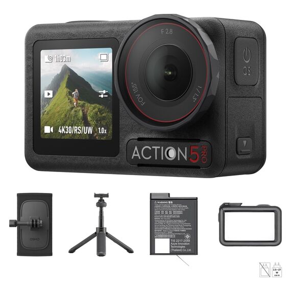 DJI Osmo Action 5 Pro Hiking Combo, Action-Kamera 4K mit revolutionärer Bildqualität, 1/1,3"-Sensor, OLED-Touchscreens, Mic Verbindung, Minikamera ideal für Wandern, Reisen, Vlog