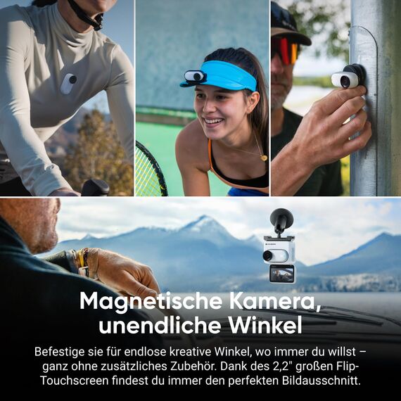 Insta360 GO 3S 128 GB - Tragbare 4K Mini-Kamera, Freihand-POVs, Überall anbringbar, Stabilisierung, 140 min Akku, 10 m wasserdicht, KI-Bearbeitung, Apple Find My, für Vlogs, Reisen, Outdoor