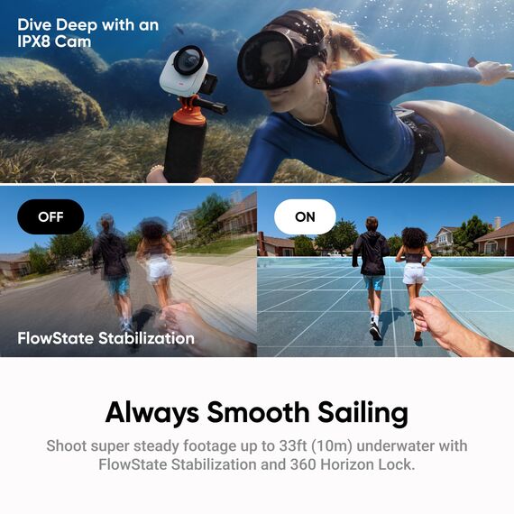 Insta360 GO Ultra Must-Have-Bundle Polarweiß- freihändige 4K Mini-Cam, leicht & mobil, top bei wenig Licht, überall anbringbar, FlowState-Stabilisierung, 10 m wasserdicht, Fahrrad- und Lauf-Cam