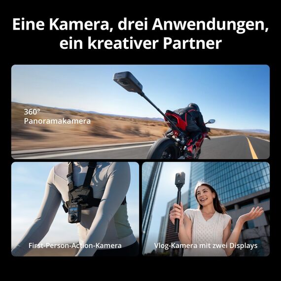 DJI Osmo 360 Skiing Combo, 360 Kamera mit 1-Zoll 360° Aufnahmen, Natives 8K 360° Video, 1,2 m unsichtbarer Selfie-Stick, kältebeständig bis -20 °C, Action-Kamera für Skifahrer