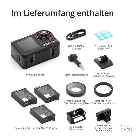DJI Osmo Action 5 Pro Power Combo, wasserdichte Kamera mit 1/1,3“ Sensor, 4K/120fps Video, Motivverfolgung, Stabilisierung, Dual OLED Touchscreens, Action Kamera 4K Ideal für Sport, Vlog