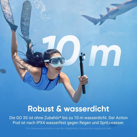 Insta360 GO 3S Fahrrad-POV-Bundle 128 GB Weiß - Tragbare 4K Mini-Kamera, Freihand-POVs, Überall anbringbar, Stabilisierung, 140 min Akku, 10 m wasserdicht, KI-Bearbeitung, Apple Find My