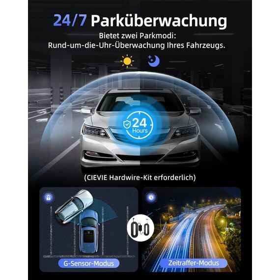 CIEVIE Dashcam Auto Vorne 4K, 1,5" IPS Display & 5G WiFi & 64GB Karte, 360° Drehbar Mini Dash Cam, Auto Kamera mit WDR Nachtsicht, 24/7 Parküberwachung, G-Sensor, Loop-Aufnahme, 170° Weitwinkel, C200