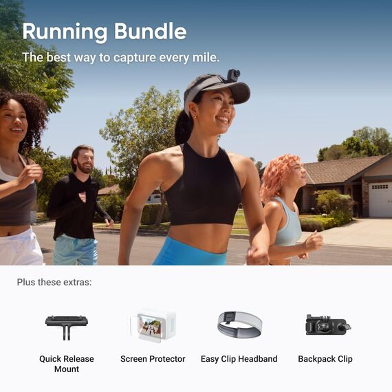 Insta360 GO Ultra Lauf-Bundle Nachtschwarz - freihändige 4K Mini-Cam, leicht & mobil, top bei wenig Licht, überall anbringbar, FlowState-Stabilisierung, 200 Min Akku, 10 m wasserdicht