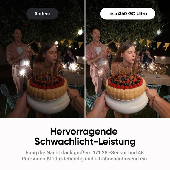 Insta360 GO Ultra Lauf-Bundle Nachtschwarz - freihändige 4K Mini-Cam, leicht & mobil, top bei wenig Licht, überall anbringbar, FlowState-Stabilisierung, 200 Min Akku, 10 m wasserdicht