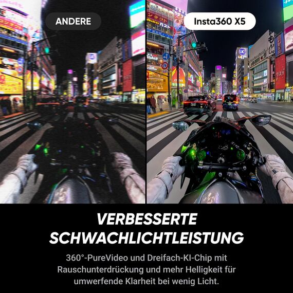 Insta360 X5 Linsenschutz-Bundle - wasserdichte 8K 360°-Kamera, Führend bei wenig Licht, Unsichtbarer Selfie-Stick-Effekt, auswechselbare Linsen, 3 h Akku, klarer Sound, Stabilisierung