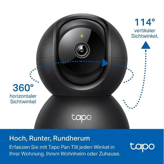 Tapo C201 360° WLAN-Überwachungskamera für Innenräume, 1080P, Nachtsicht, Bewegungserkennung, Zwei-Wege-Audio, kompatibel mit Alexa & Google Assistant, für Babys/Haustiere